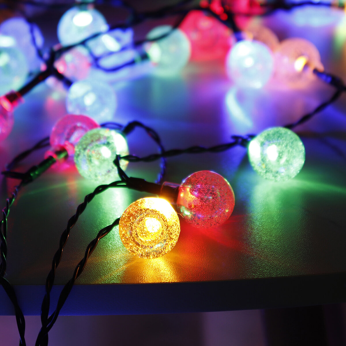 LED Solar Outdoor Waterproof Lamp 2.3cm Diameter Ball Shape Christmas Light String Balcony Garden Decoration Lights