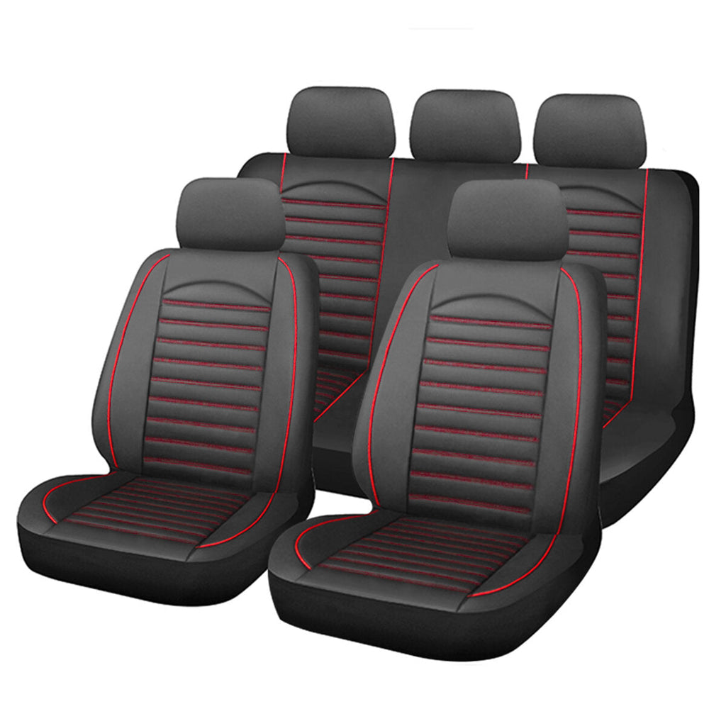 9pcs Front & Rear 5 Seater Cover Car Full Seat Covers Protector PU Leather For Truck