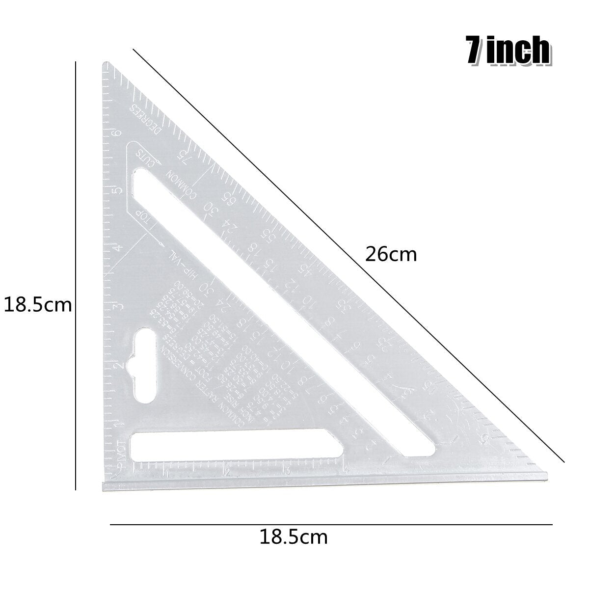 7/12" Aluminum Alloy Angle Square Triangle Ruler Roofing Carpenter Wood Working Tool