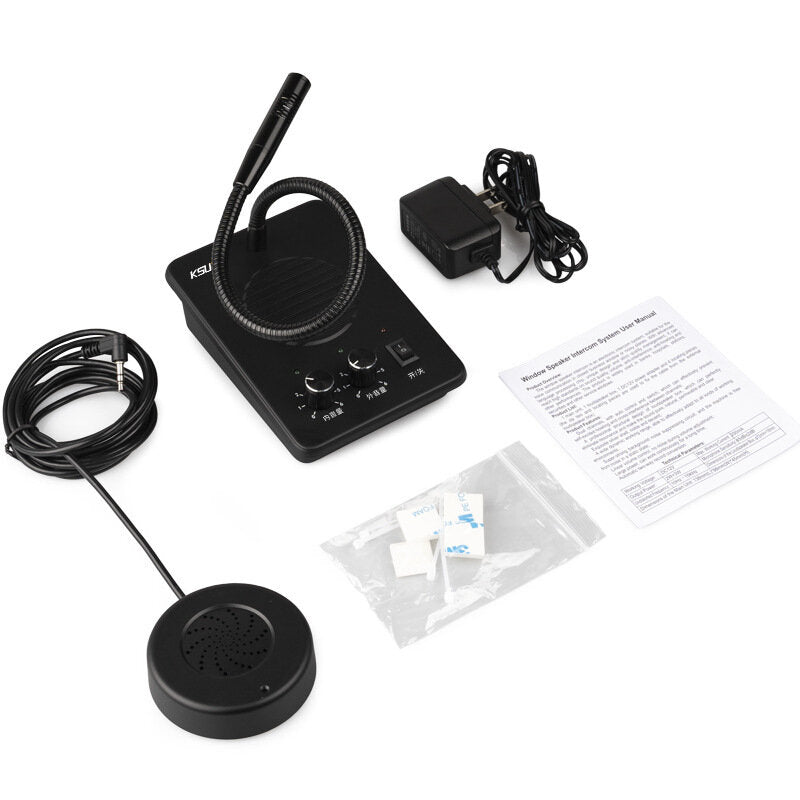 8W Window Intercom Bank Walkie Talkie Speaker Dual Way Microphone 400-470 MHz Wireless Transceiver