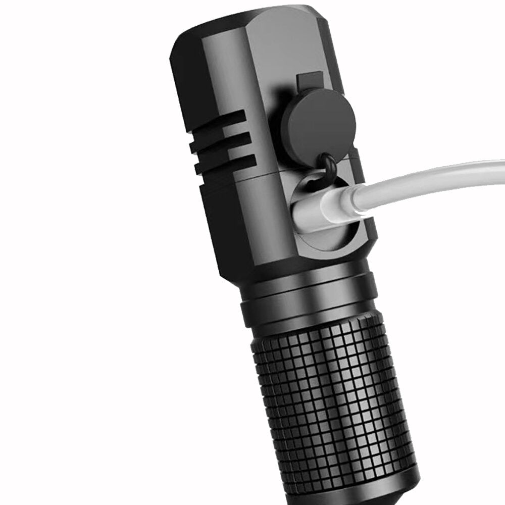 800lm Long Rang Zoomable Super Birght Mini LED Flashlight Aluminum Alloy Type-c Rechargeable Three Gears Dimming Mini Torch