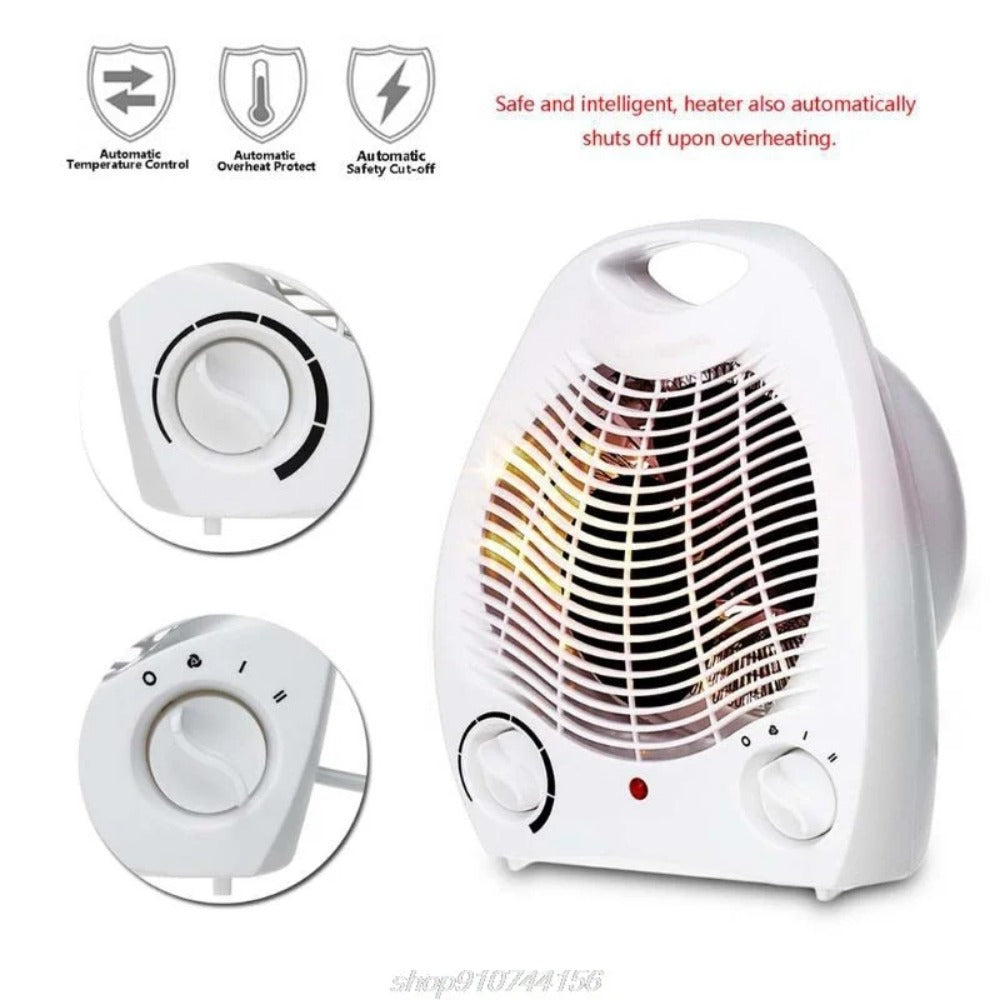 Indoor Electric Space Heater Fan - 1000W/2000W Adjustable Thermostat Ceramic Heater