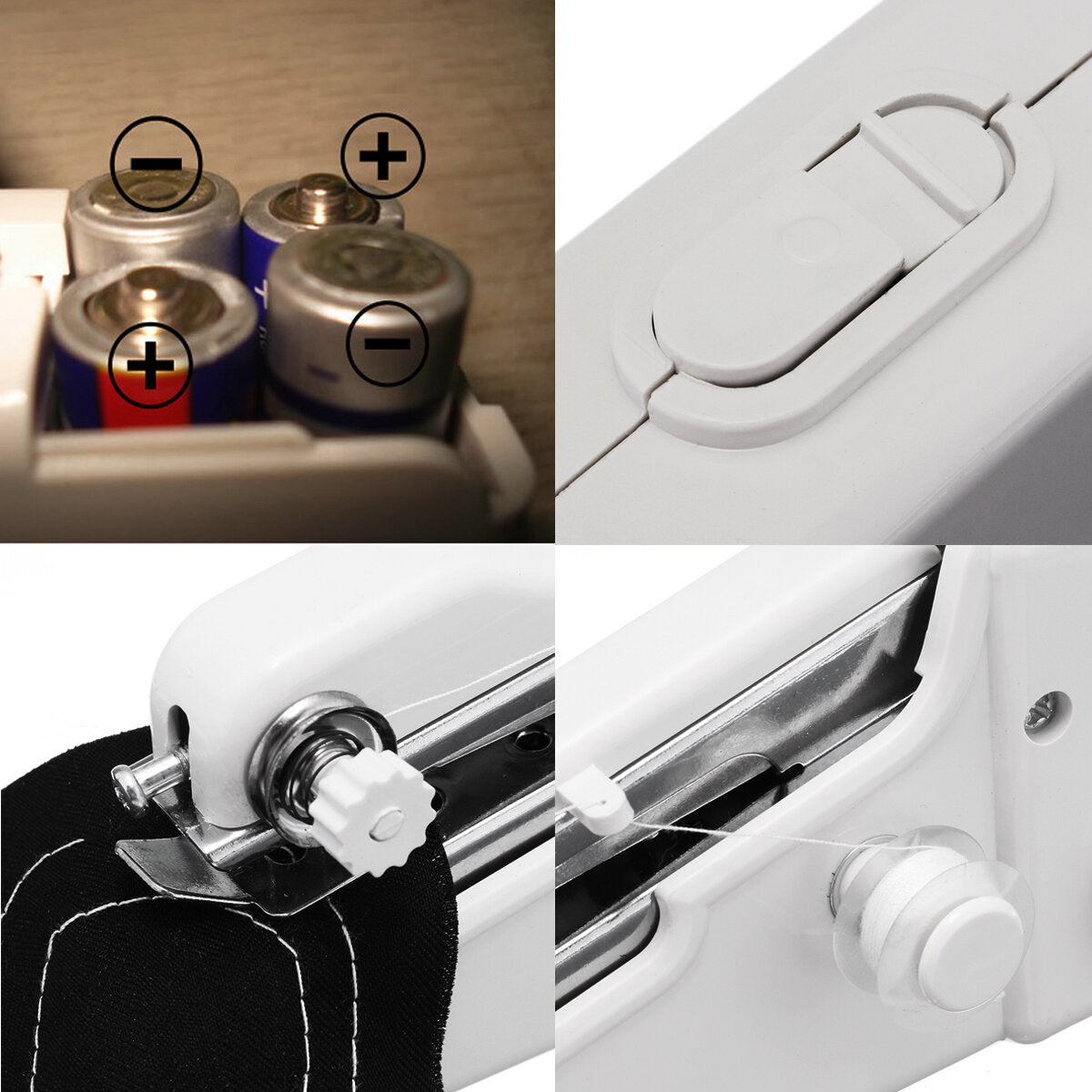 Mini Portable Sewing Machine Handheld Cordless Quick Clothes Stitch For Home Travel