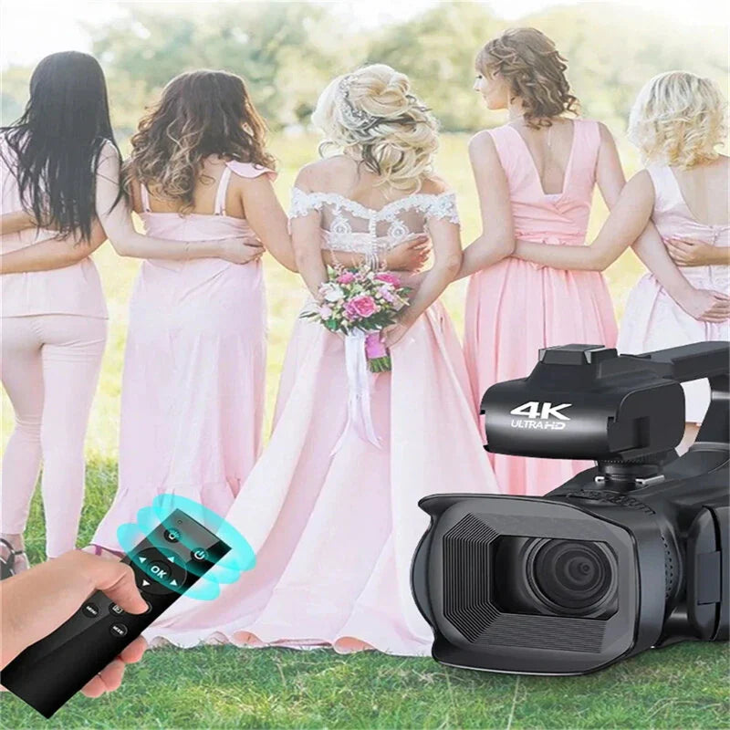 4K 64MP WiFi Camcorder with 18X Zoom, 4.0" Touch Screen & 2.4G Remote for Meetings, Conferences & Weddings - AF Function