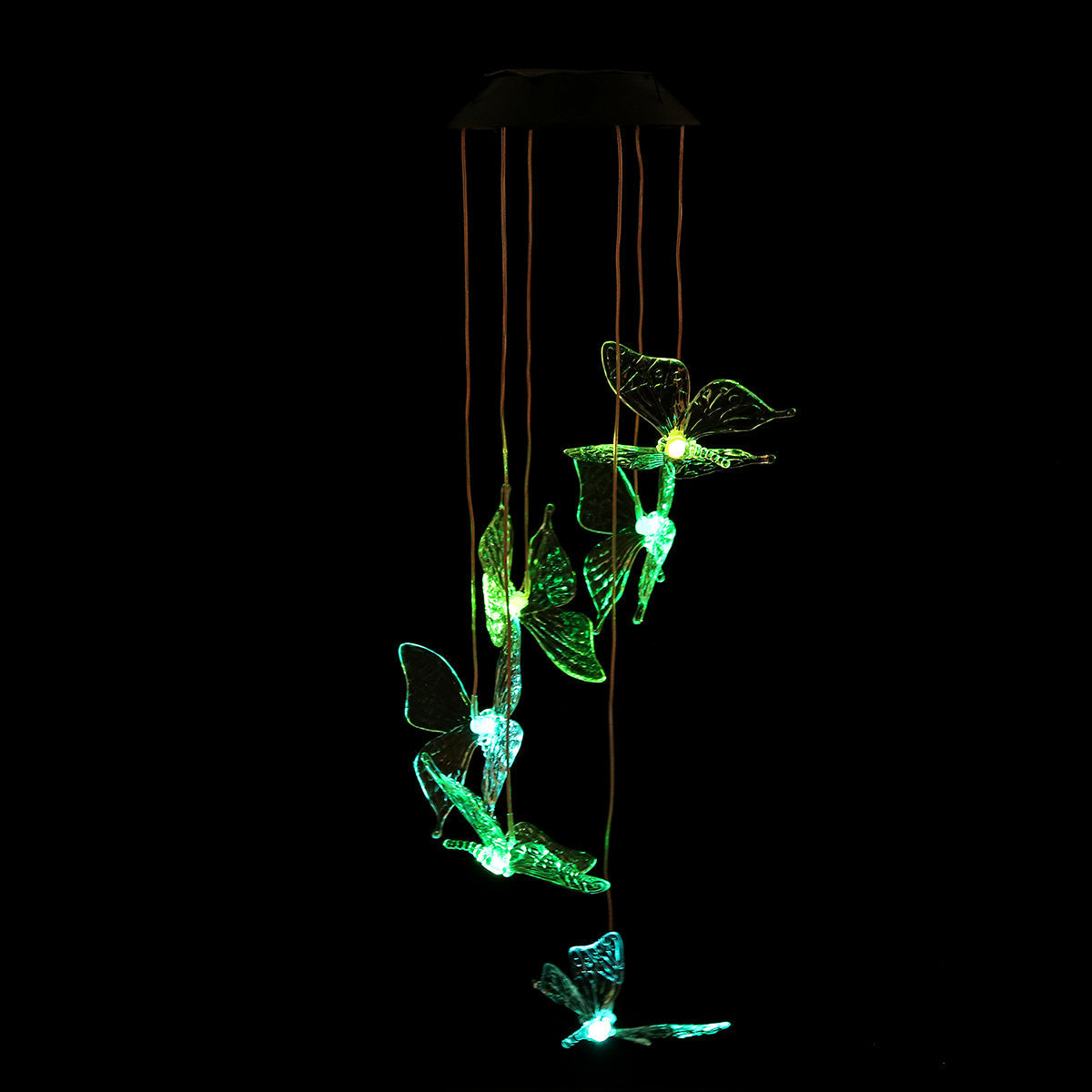 Color Changing LED Solar Powered Wind Chime Light Hanging Garden Yard Decor