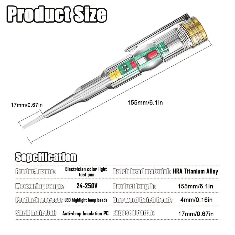 Non-contact Smart Voltage Tester Pen with Electrical Screwdriver Indicator