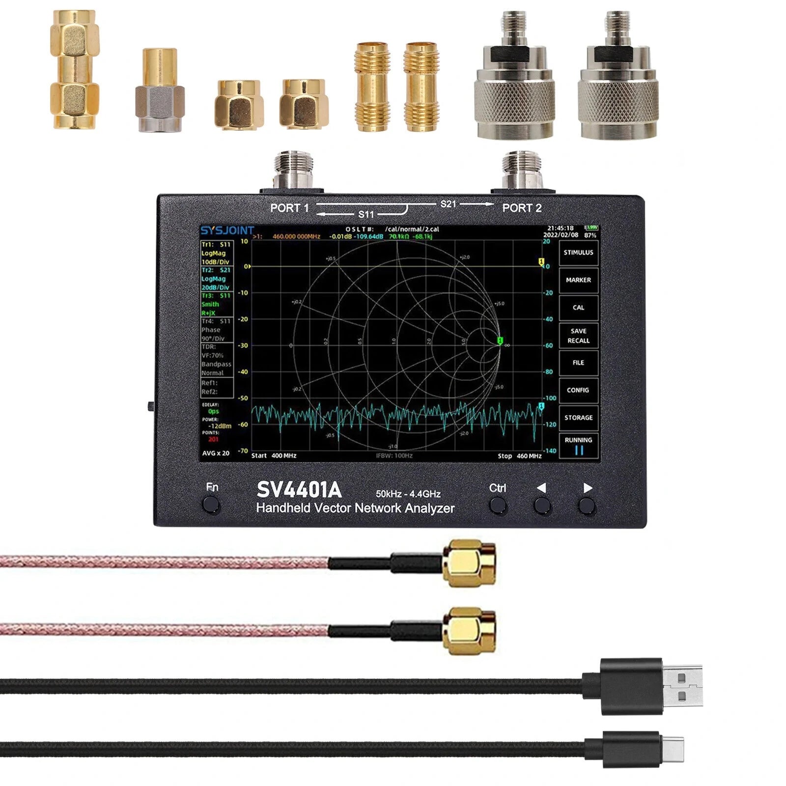 50KHz-4400MHz Vector Network Analyzer 7 inch Touch Screen 100db Dynamic NanoVNA Vector Network Analyzer