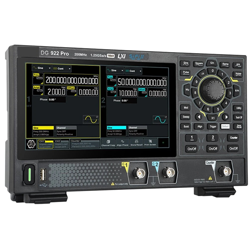 200MHz Arbitrary Waveform Function Generator, 1.25GSa/s, 16-Bit Resolution, Low Jitter & 7-Inch Touchscreen