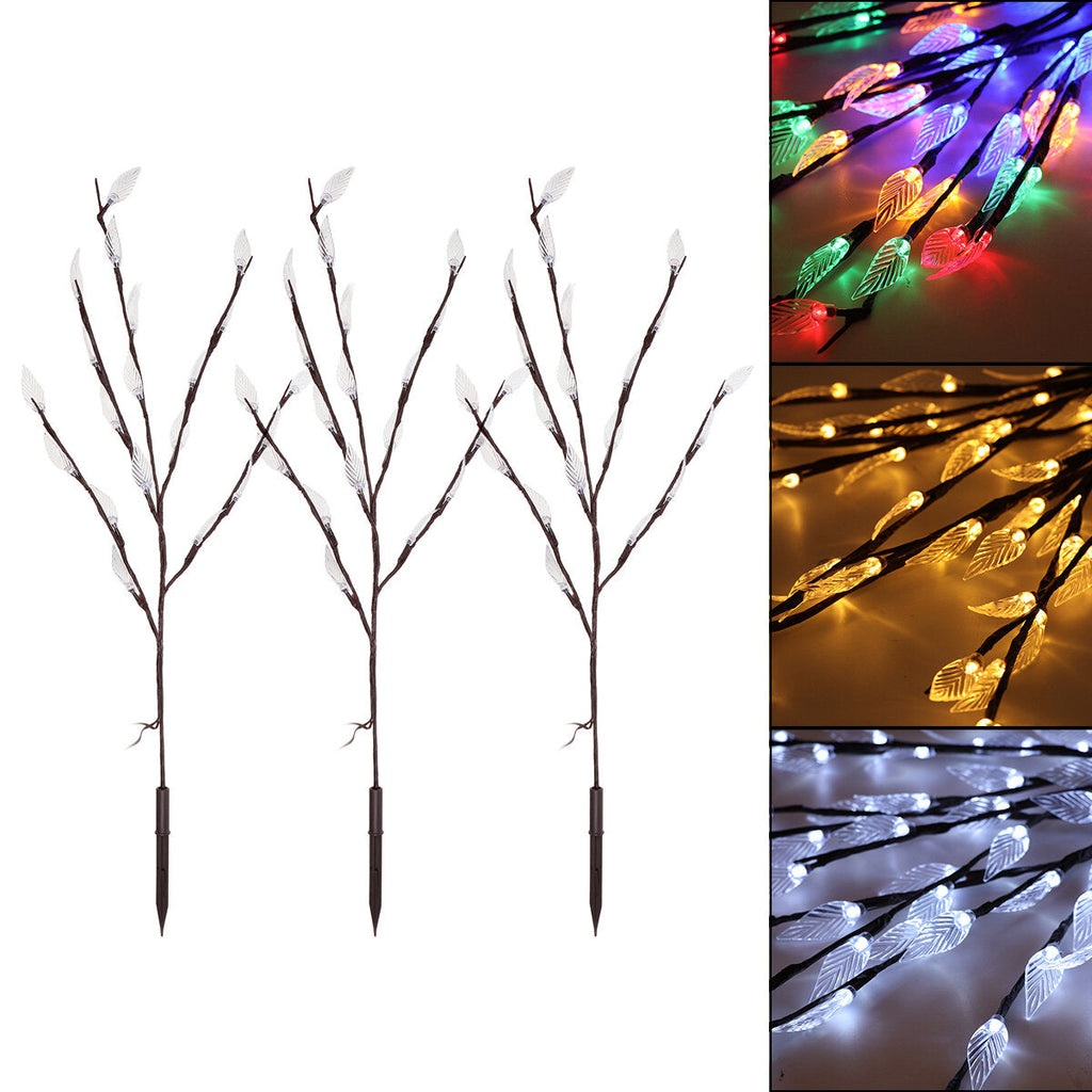 3PCS LED Solar Powered Lawn Light Tree Branches Ground Lamp Outdoor Garden Yard Lighting Decoration