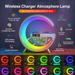 Multi-Function Wireless Charger with 15W Output, 10W LED, 3W Bluetooth Speaker, 256 Lighting Modes, Black/White/Grey