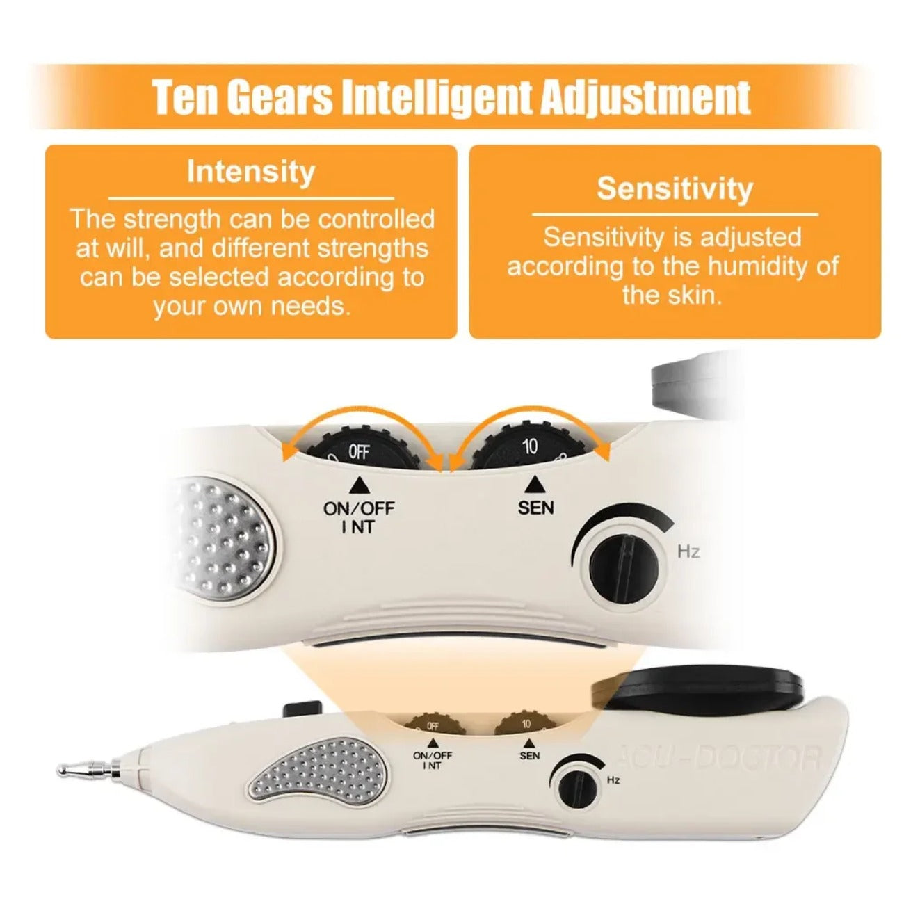 Electric Acupuncture Pen with LCD, 10 Intensity Levels, Rechargeable, for Pain Relief & Self-Treatment
