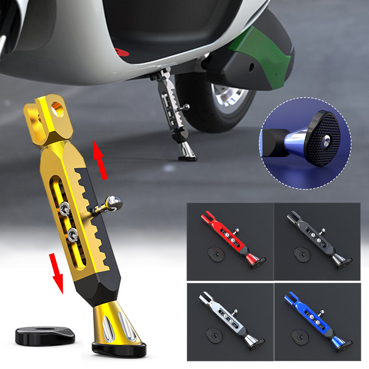 Height Adjustable CNC Aluminum Alloy Kickstand Foot Side Stand for Motorcycle