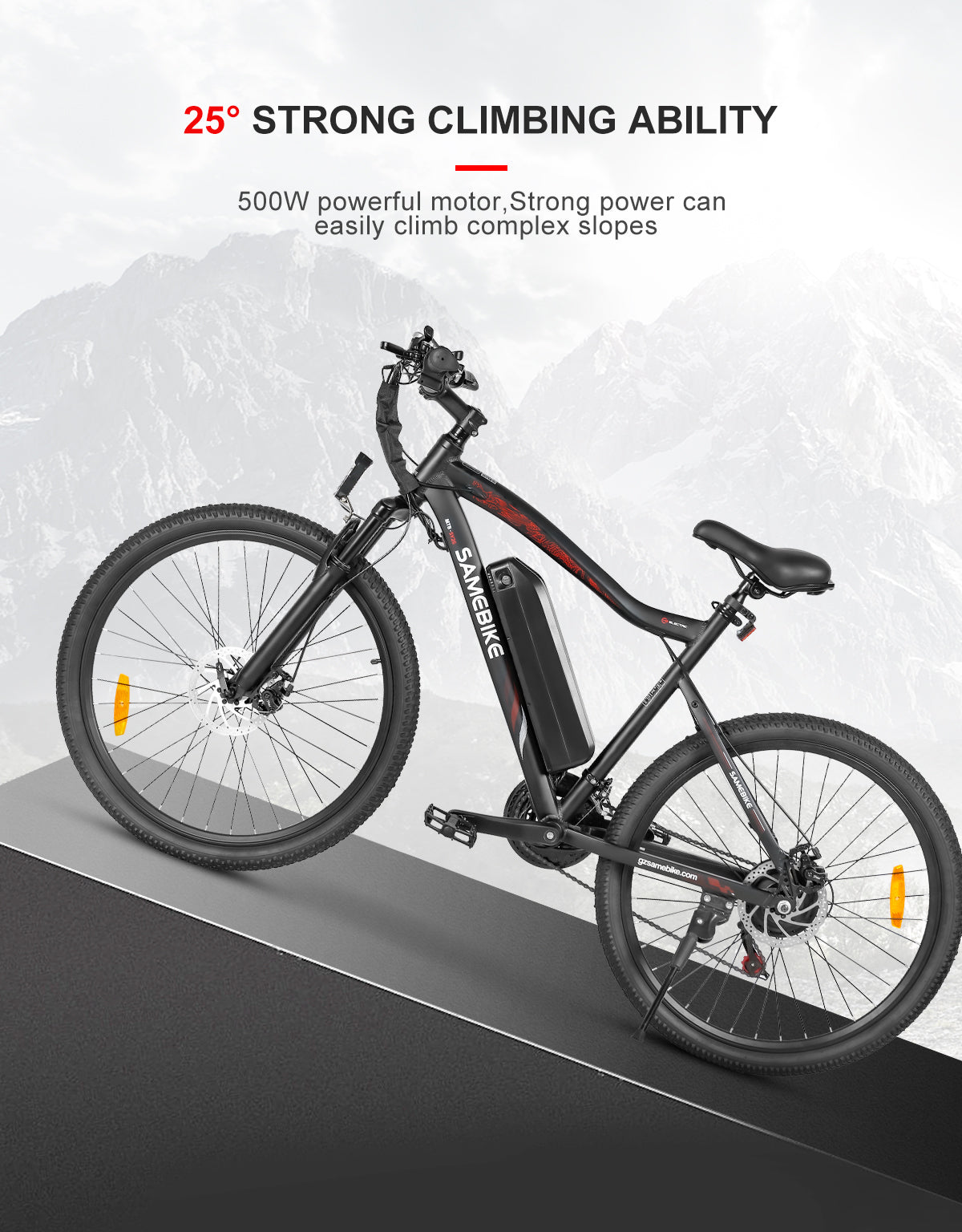 Electric Bike 36V 13AH 500W Motor Recommended Top Speed 25KM/H 26 Inches Tire Electric Bike 40-80km Mileage Max Load 150Kg EU DIRECT