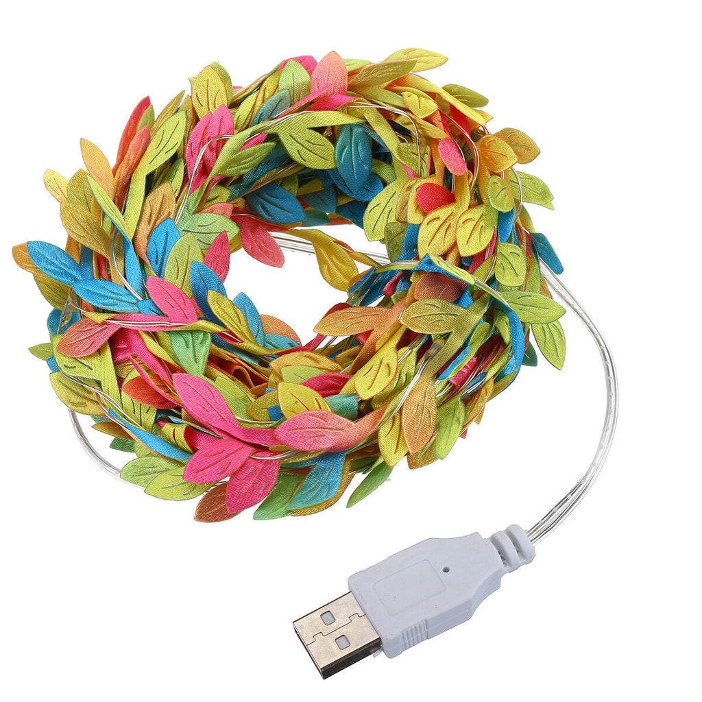 2/3/5/10M Leaves Garland LED String Fairy Lights Halloween Christmas Holidays Party Lamp Decor