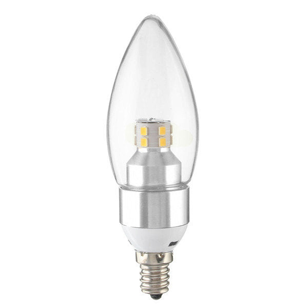 E12/E14/E27 3W Non-Dimmable LED Candle Silver Light Bulb White/Warm White 85-265V