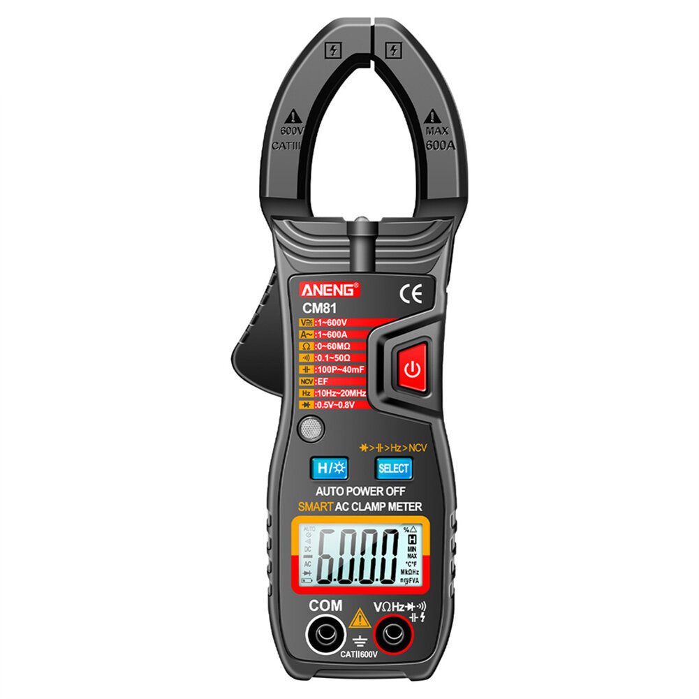 6000 Counts Auto Range NCV Digital Clamp Meter DC/AC Voltage Current Resistance Frequency Capacitance Tester