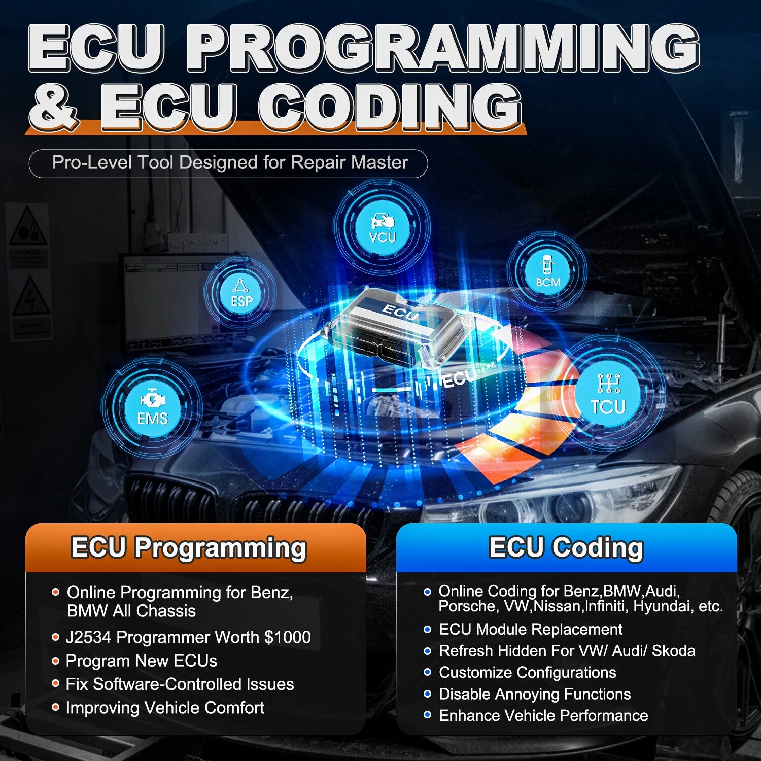 Ultra EV Advanced Diagnostics Tool High Voltage System Battery Pack Analysis Online ECU Programming Coding 5-in-1 VCMI RP1210 J2534 CAN FD