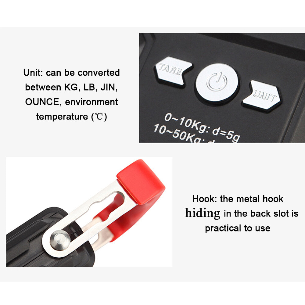 Portable 50Kg/10g LCD Digital Display Backlight Hanging Hook Scale Double Accuracy Fishing Travel Mini Electronic Weighing Express Scale