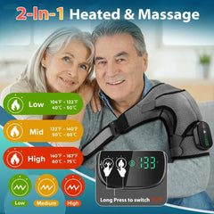 Heated Shoulder Steamer Brace - 3-in-1 Massage & Heat Therapy, Adjustable Straps, 5000mAh Battery, Grey/Black