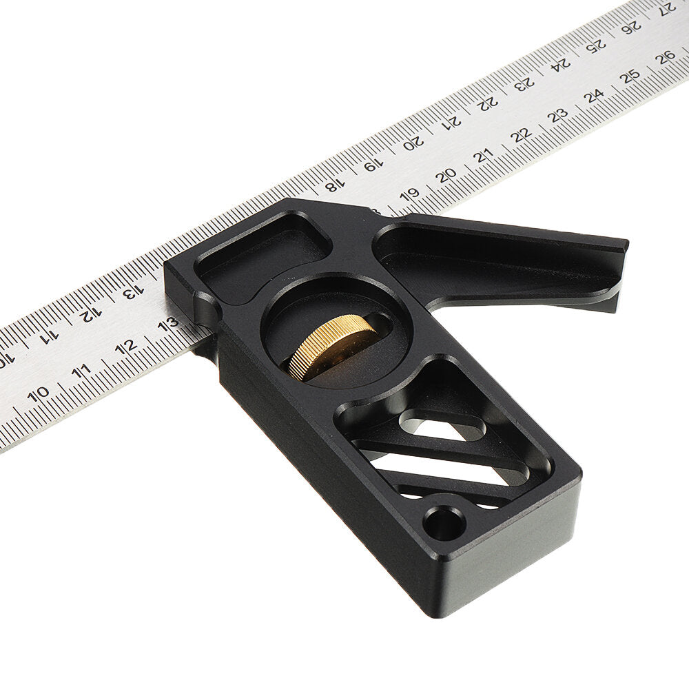 Aluminum Alloy & Stainless Steel Combination Square Locator Ruler, 300mm Measuring Range, Double-Sided Scale, Durable Design