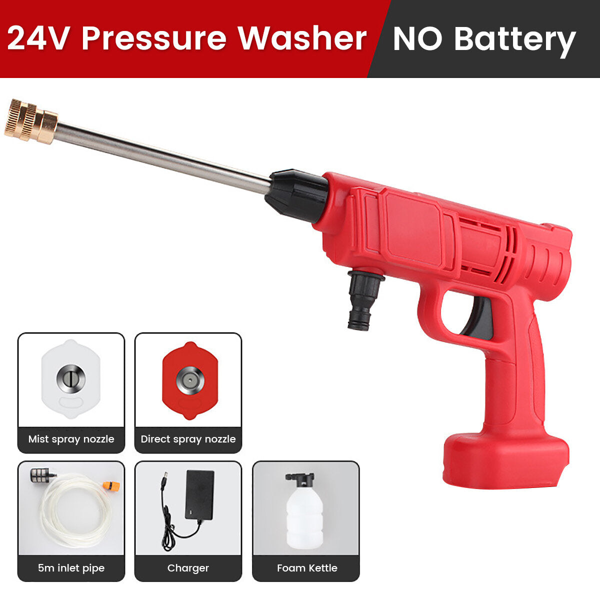 500W Portable Electric High Pressure Water Spray Guns Wireless Cleaner Car Washer