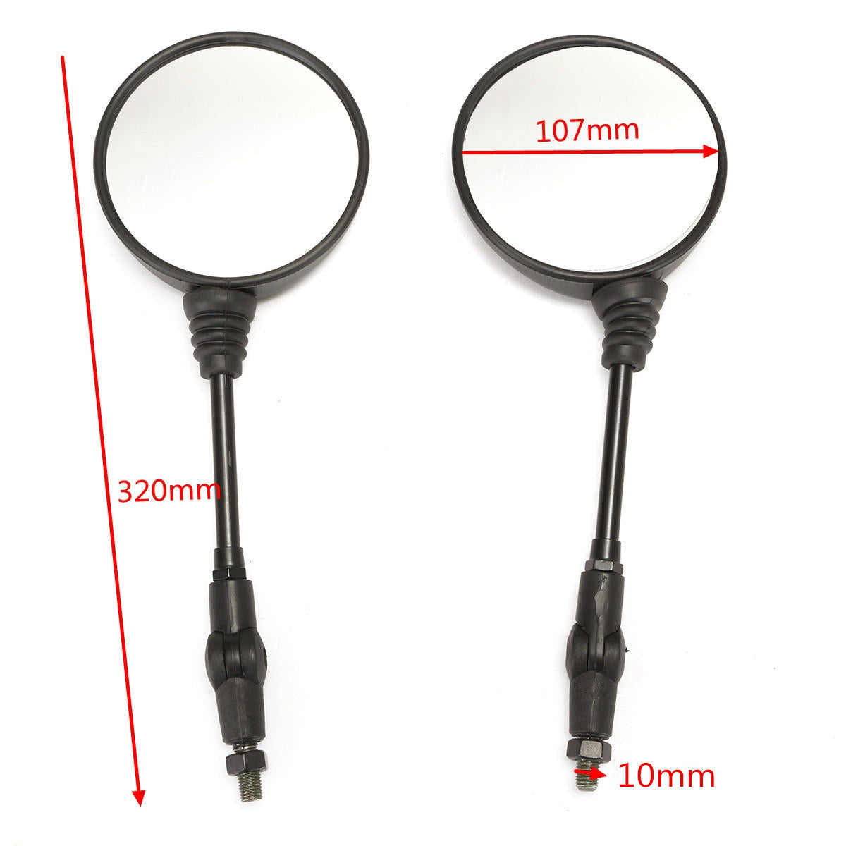Round Motorcycle Folding Rear View Side Mirror M10x1.25mm