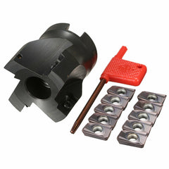 4 Flute 90 Degree Face End Mill Cutter with 10pcs APMT1604 Carbide Iinserts and Spanner