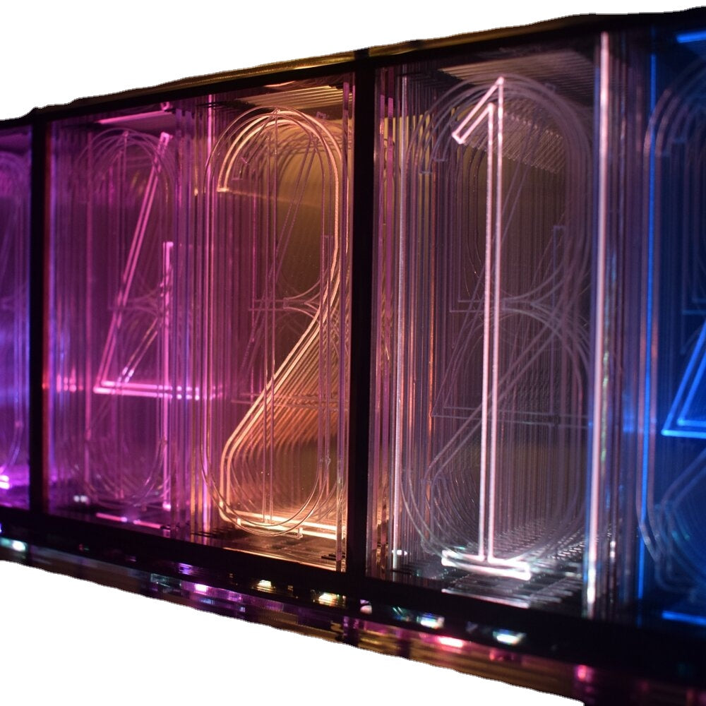 Oversize Font Analog Nixie Tube Clock Rainbow LED Full Color Music Spectrum DIY Kit