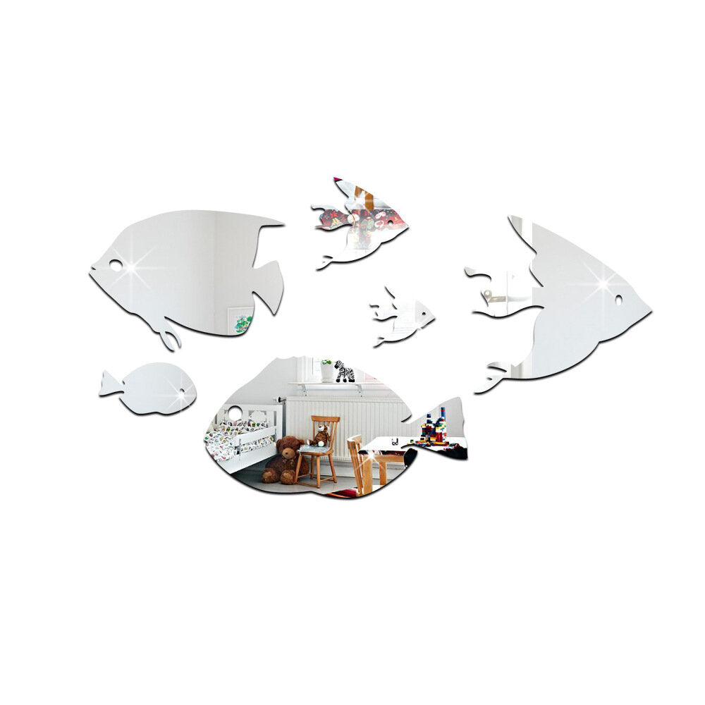 Bubble Fish Wall Sticker Ocean Fish Mirror Sticker Self Adhesive Acrylic Mirror Wall Sticker Suitable for Children's Room Kindergarten