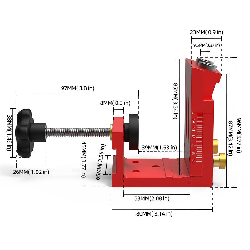 Adjustable Angle Hole Puncher with 9.5mm Drill Bit, Dual-Purpose Design, Metric/Imperial Calibration, Aluminum Build