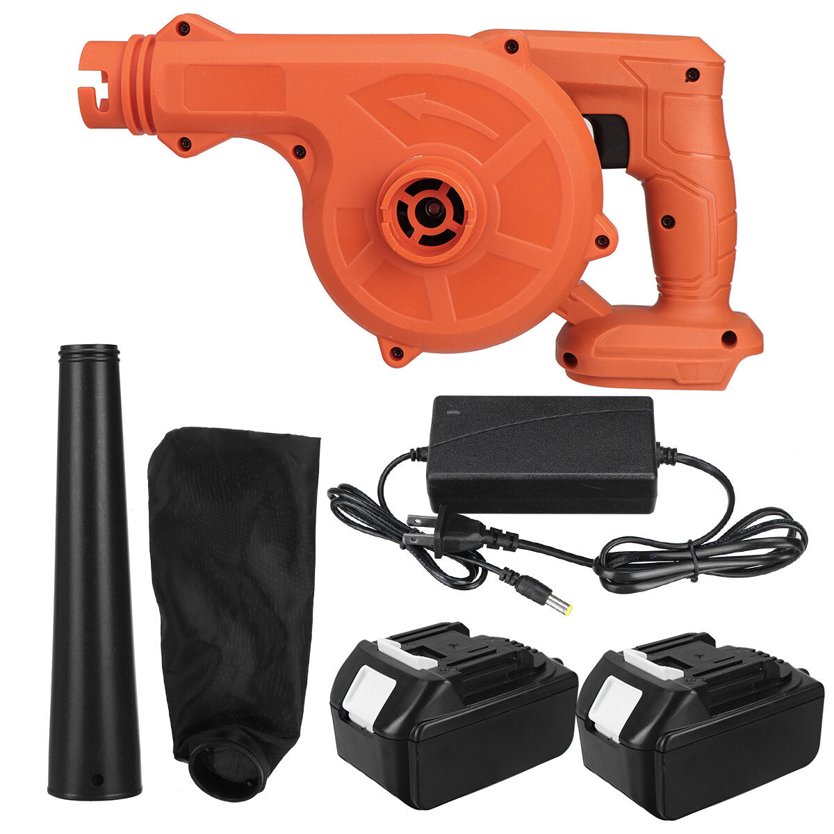 2 in 1 Cordless Electric Air Blower Vacuum Suction Dust Collecter Hose Computer Cleaner Leaf Sweeper W/ 1/2 Battery For Makita