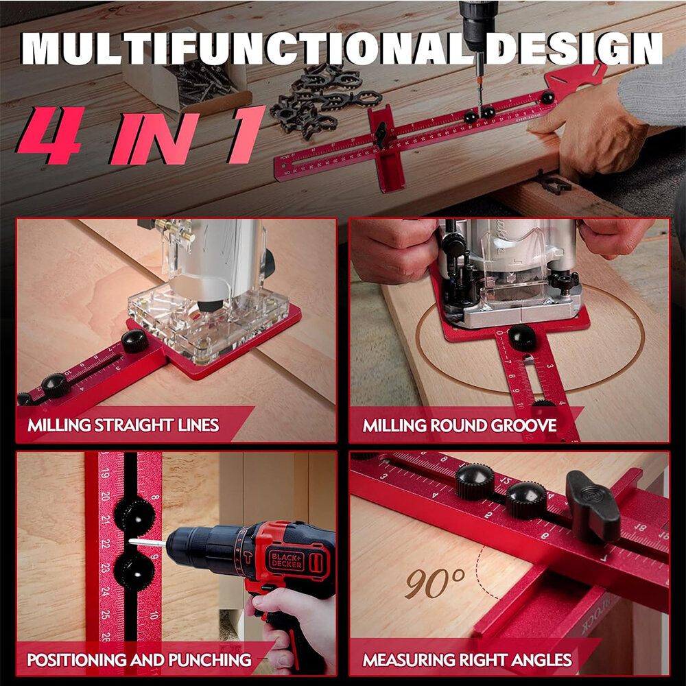 4 in 1 Router Milling Groove Bracket - Premium Aluminum Alloy, Versatile Design, Precise Cuts for Woodworking Projects