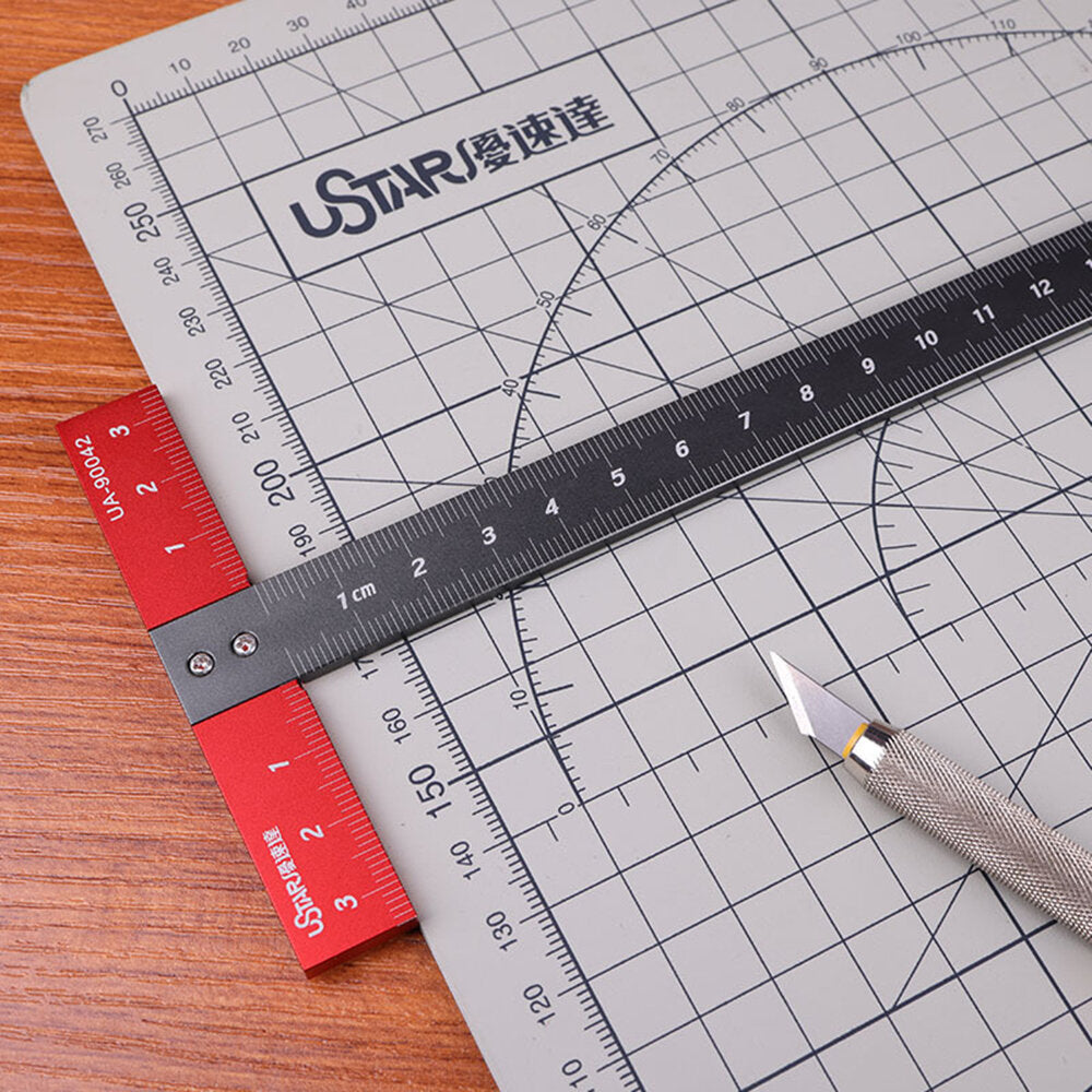 Aluminum T-Square Ruler 170x85mm, 3mm Thick, T-Shape Design for Precision Measuring, Lightweight & Durable, Red