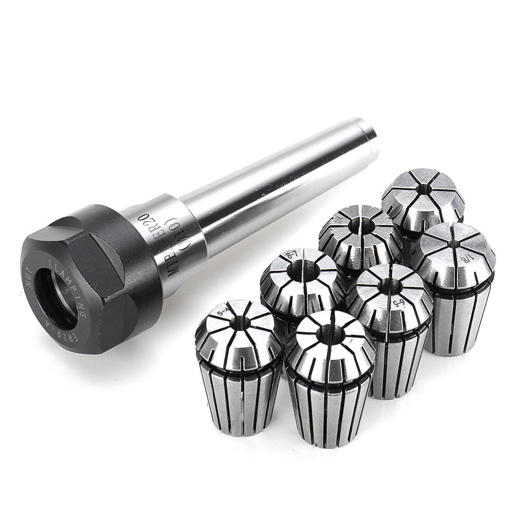 7Pcs ER20 Spring Collet with MT2-ER20-M10 Spring Collet Chuck Holder CNC Milling