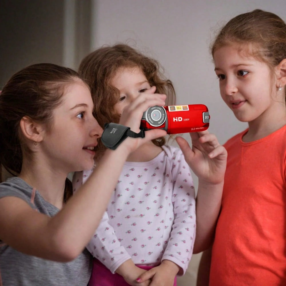 1080P Digital Video Camera with 16X Zoom, 2.7" LCD, Portable Design, Voice Recording, Supports 32GB SD Card