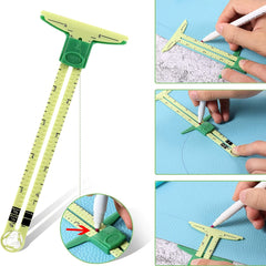 5-in-1 Sliding Gauge Sewing Tool Fabric Quilting Ruler For Knitting Crafting