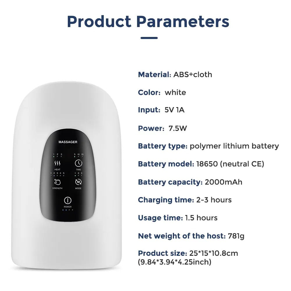 Air Compression Palm Acupoint Massager - 3 Modes, 5 Intensities, Hot Compress, Touch Screen, Hand Spa Relaxation Device