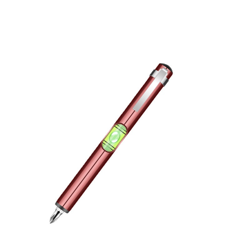 Mini Portable Pen Type Level With Hexagonal Drill Bit Screwdriver Ruler