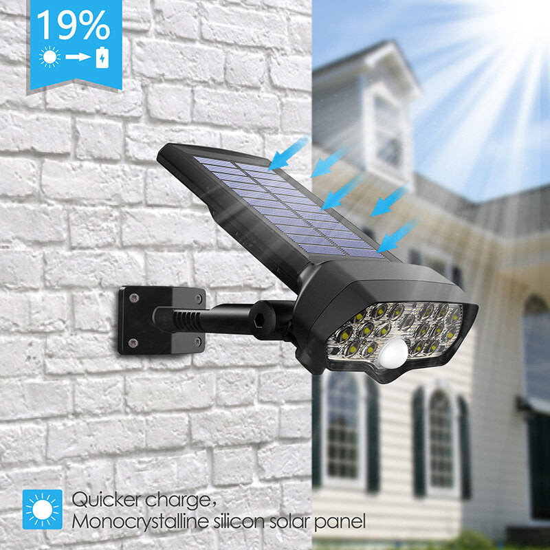 30W 16LED Solar Panel Street Light PIR Motion Sensor 360 Diming Outdoor Wall Lamp for Garden Road Pathway