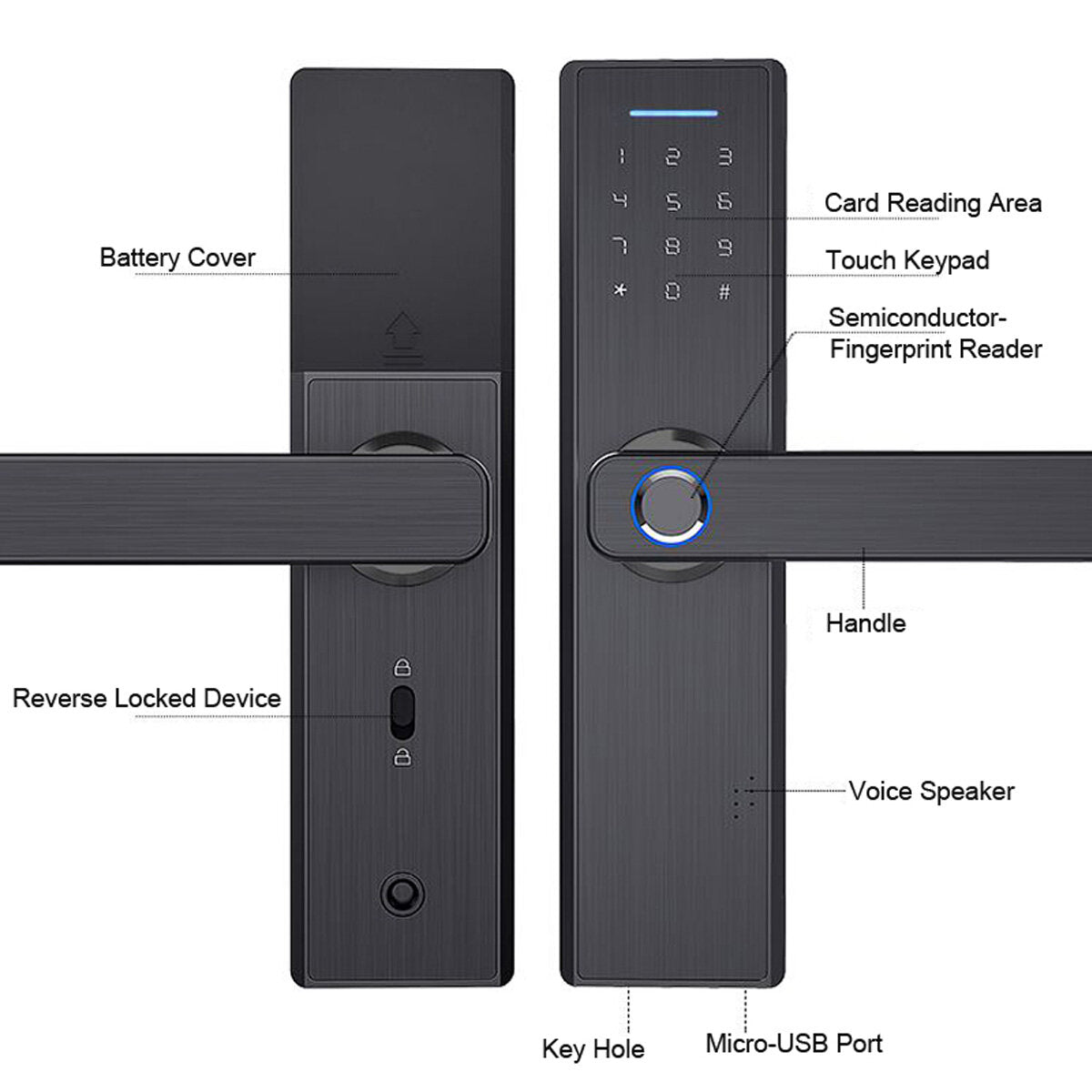 Electronic Smart Door Lock Biometric Fingerprint  Digital Code Smart Card Key