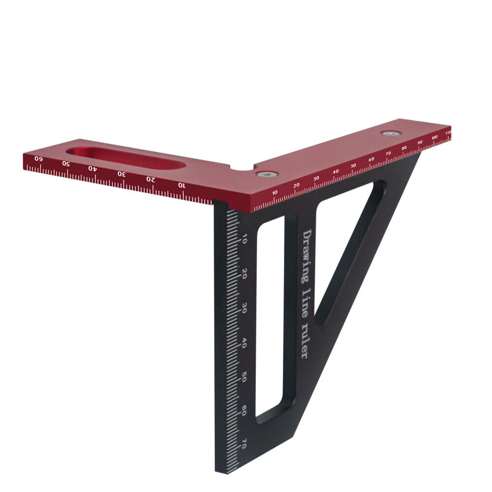 Multi-Functional Aluminum Woodworking Ruler - High Precision 0-76mm, Durable, Black/Red, Easy to Use Tool