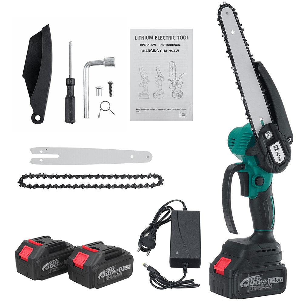 388VF 8 Inch Cordless Electric Chain Saw One-Hand Wood Cutter Pruning Saw Power Tools