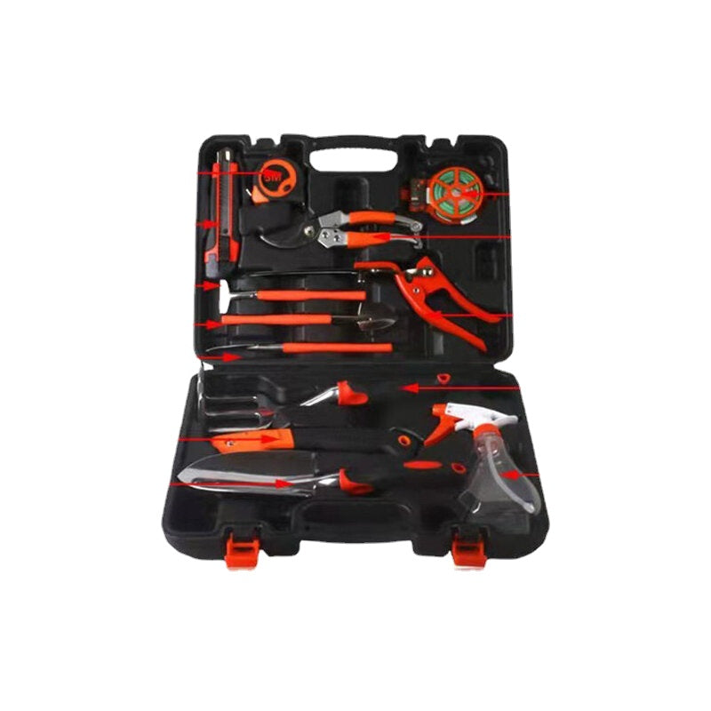 Aluminum Alloy Garden Tool Box Elbow Branch Shears Big Wood Saw Aluminum Alloy Shovel 12 Piece Garden Tool Set