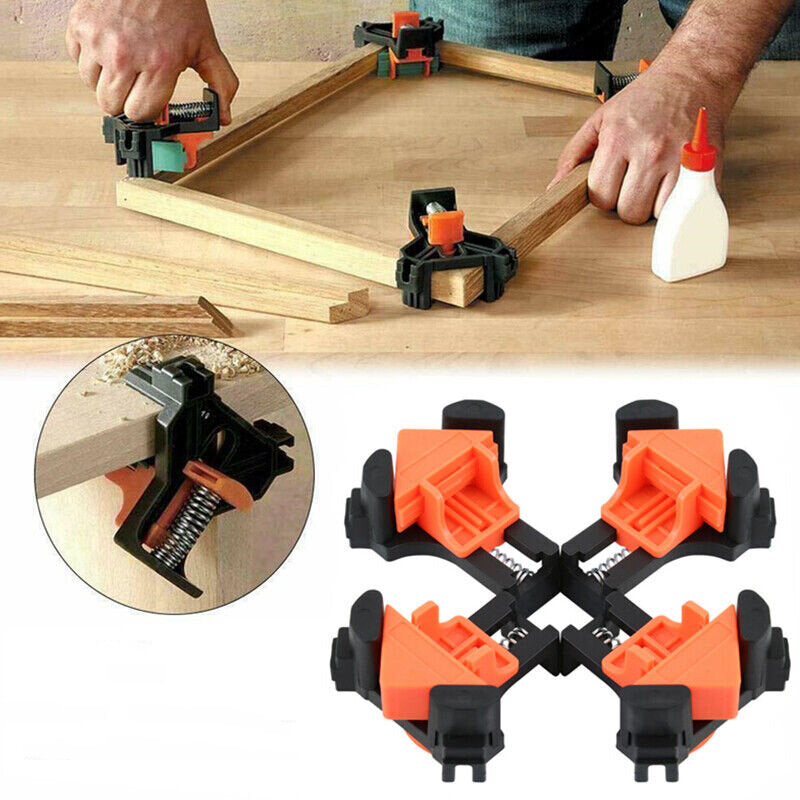 4pcs Adjustable 90 Degree Corner Clamp for Woodworking, Single-Handed Operation, Durable Right Angle Clips