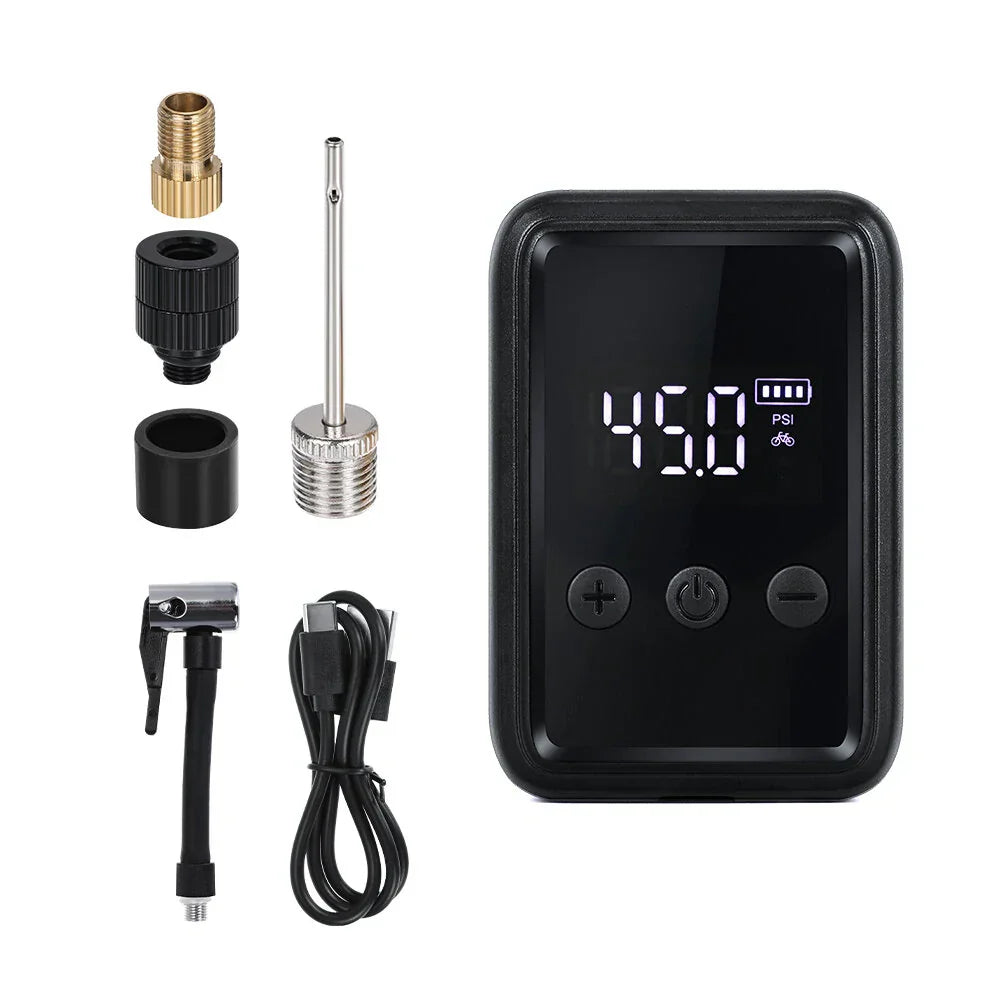 Bike Pump 7.4V 500mAh 150psi Max Inflatable Air Pressure Wireless Portable Electric Bike Air Pump Inflator Mini Power Bank