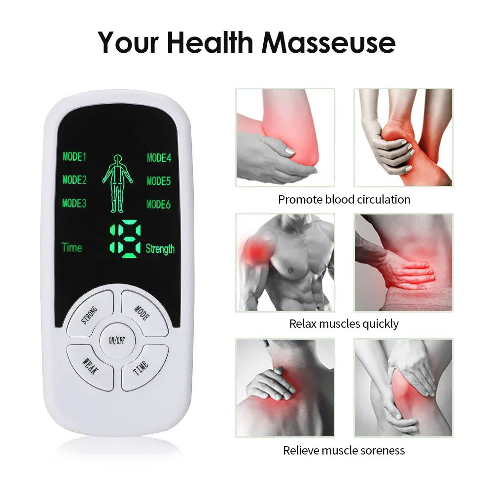 Portable Micro-Current Body Massager with 6 Modes, Adjustable Intensity, LCD Screen, Ideal for Travel and Relaxation