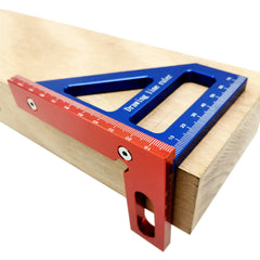 Aluminum Alloy 45/90 Degree Woodworking Square Protractor Miter Triangle Drawing Line Ruler Layout Height Gauge