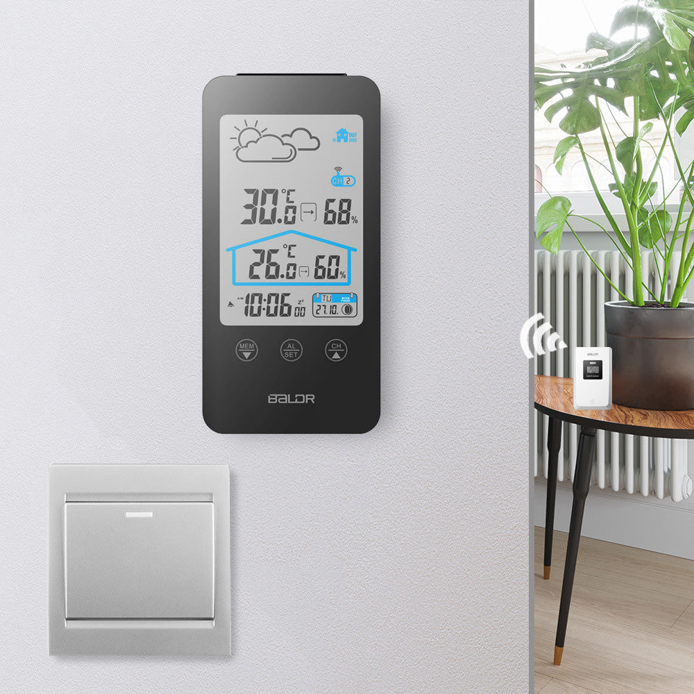 Touch Key Wireless Weather Station - Indoor/Outdoor Temp/Humidity Display with Moon Phase, Calendar, Alarm & Weather Forecast