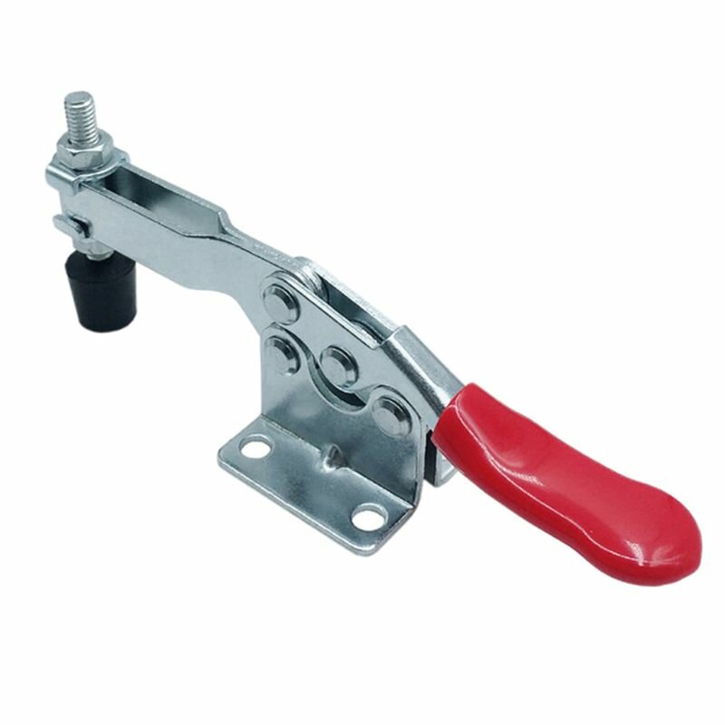 Heavy-Duty Toggle Clamp, 220 lbs Capacity, Zinc-Plated Steel, Adjustable Rubber Tips, Low Profile Design, 143mm Length