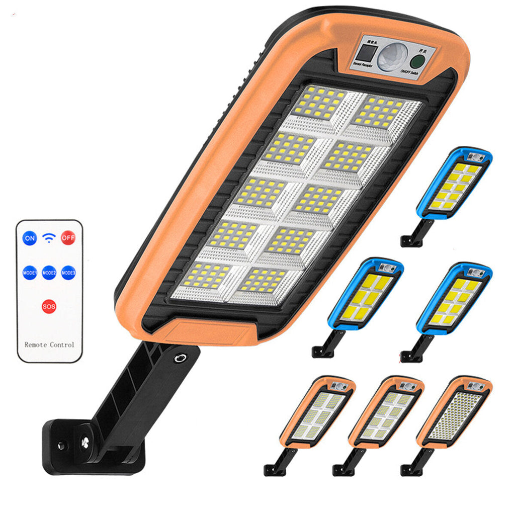 COB LED Solar Street Wall Light PIR Motion Sensor Dimmable Lamp Outdoor Garden